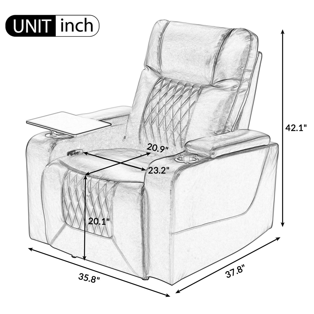 Power Motion Recliner with Cup Holders and USB Charge Port G148