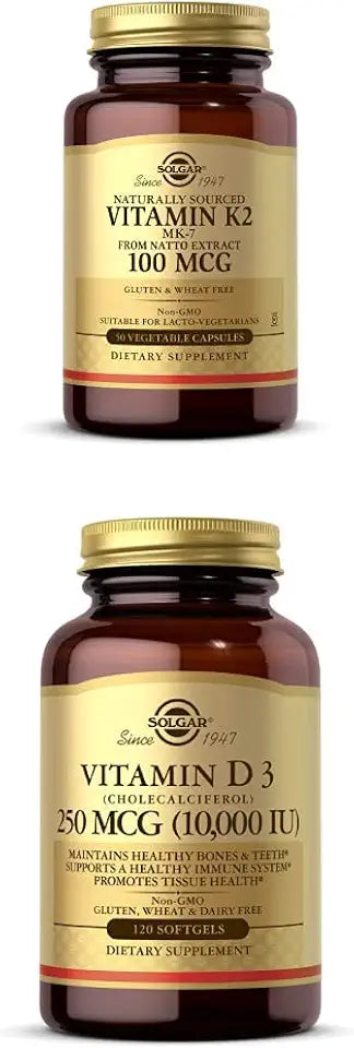 Vitamin K2 100mcg 50 Vegetable Capsules, Vitamin D3 250 MCG 120 Softgels I120971