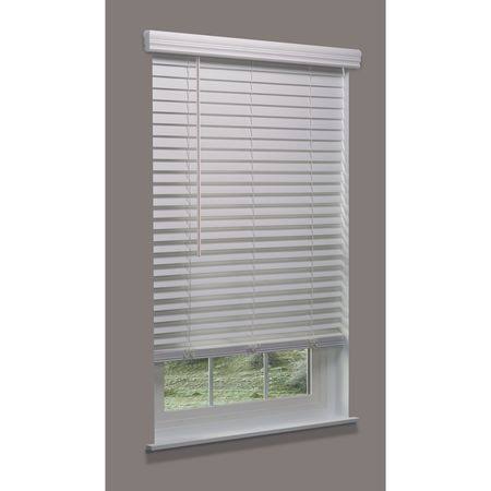 Cordless Faux Wood Blind, White, 21x22w x 56 D244