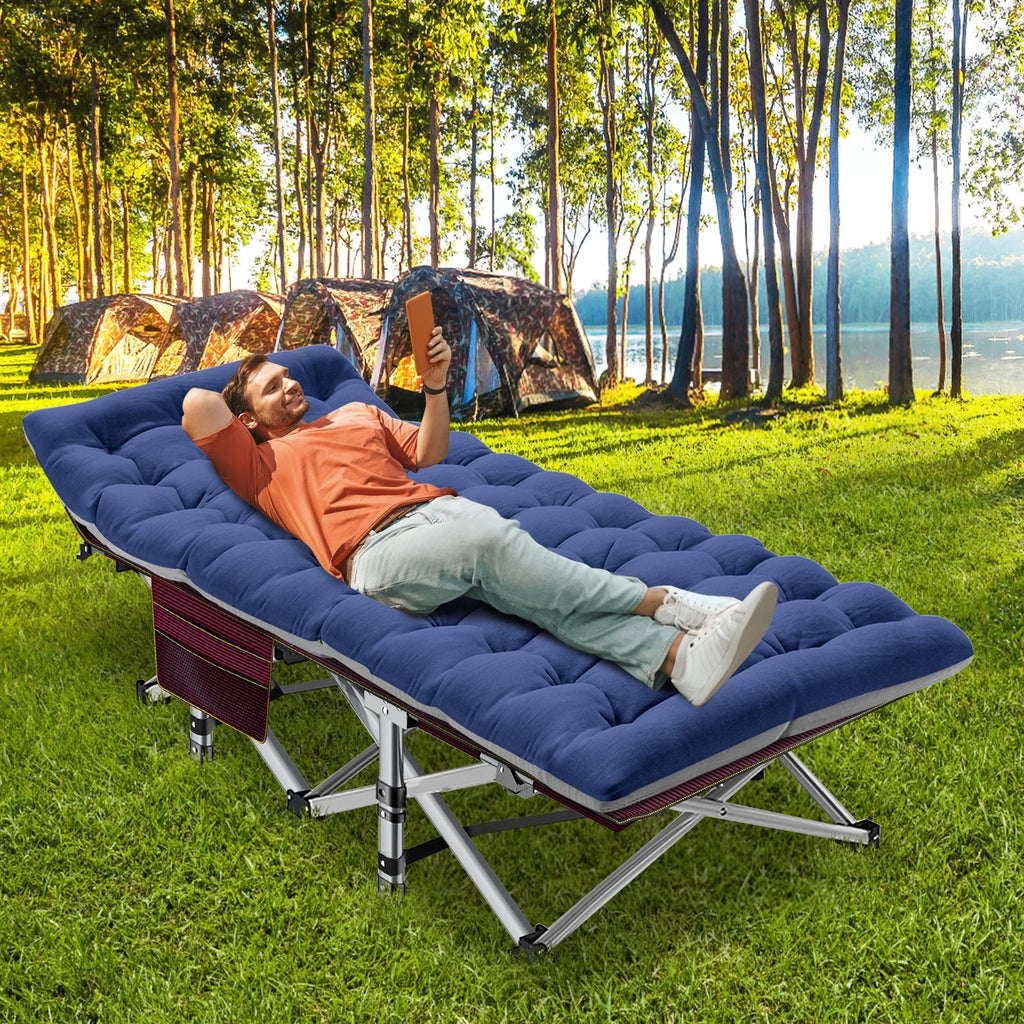 Folding Camping Cot with Cotton Pad & Carry Bag J353