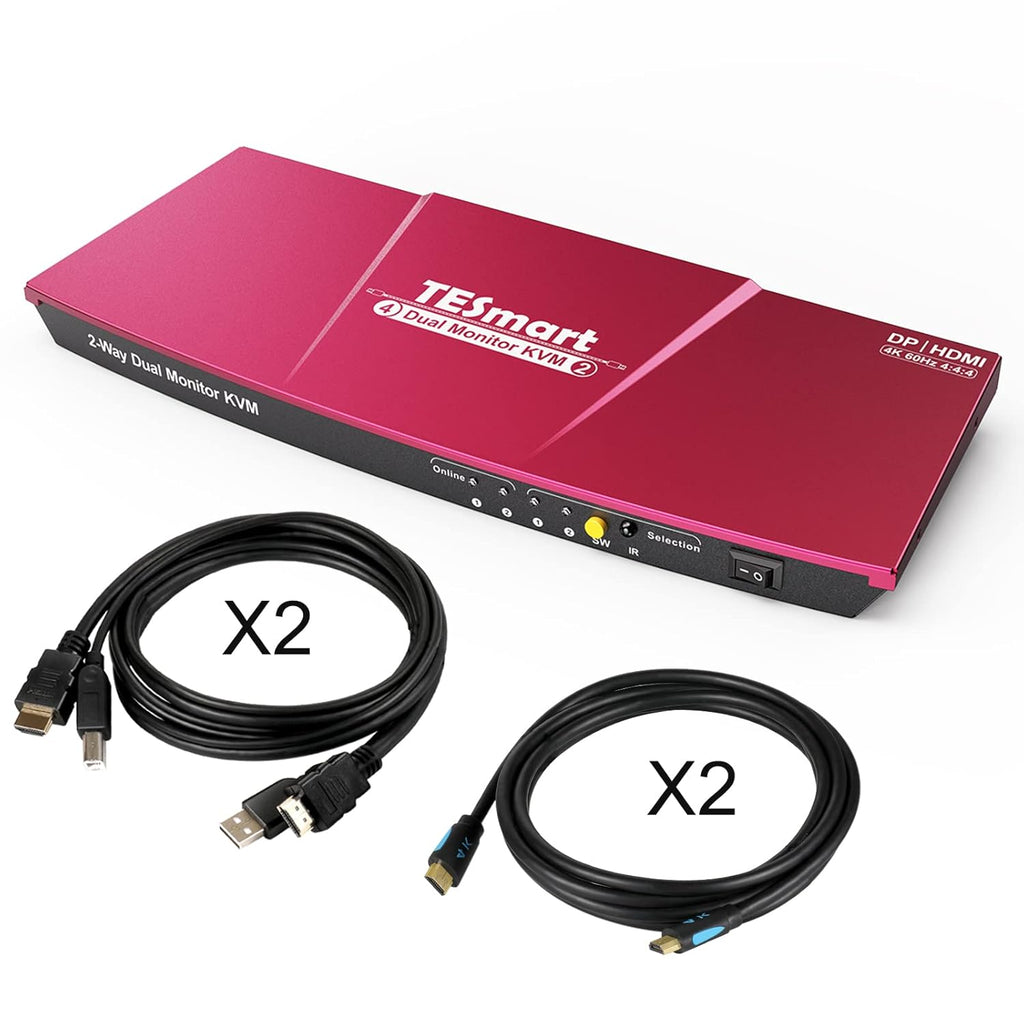 Dual Monitor KVM Switch with HDMI Port (Grey) F723