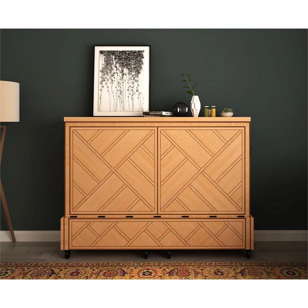Queen Solid Wood Murphy Cabinet Bed Y43071