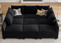 Black Modular Sectional Sofa with Storage Ottoman Y290607