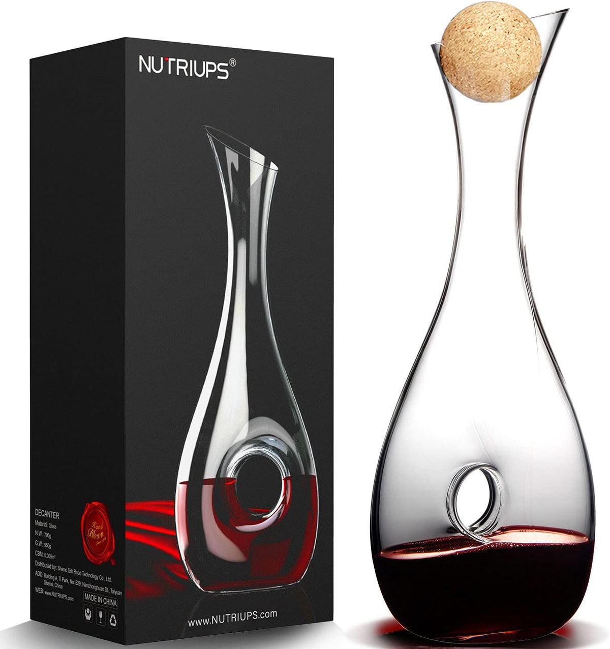 Wine Decanter with Stopper, Hand Blown, Pack of 2 X943001
