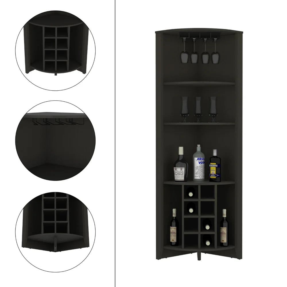 Dark Brown Corner Bar Cabinet L67462