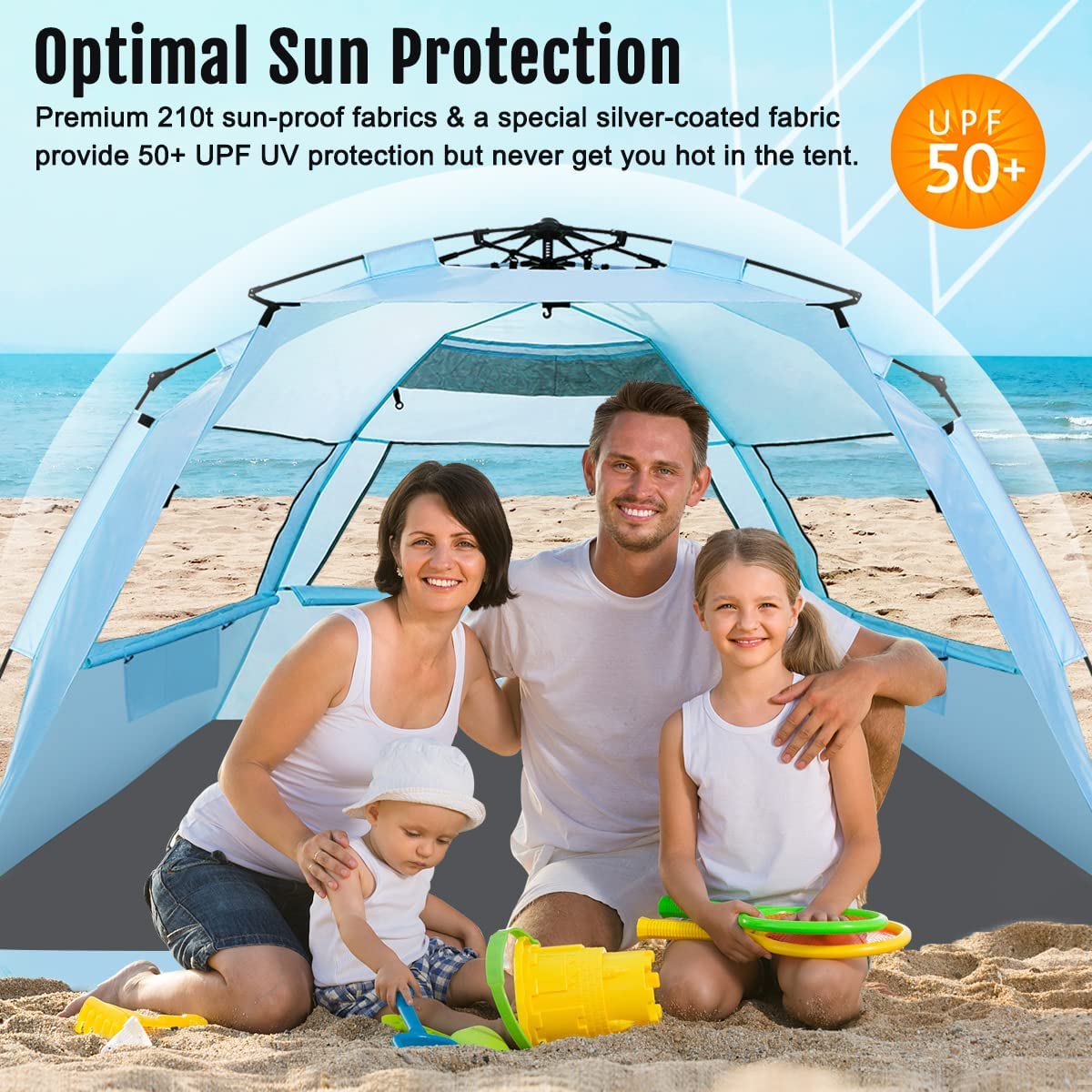 Light Blue Pop Up Beach Tent with Carrying Bag N279