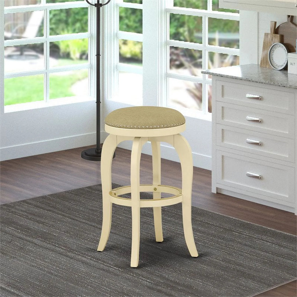 30" Wood Swivel Backless Bar Stool Set of 2 E3833