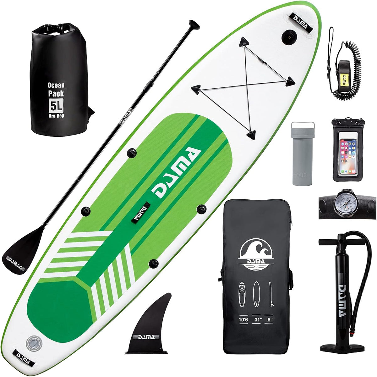 Inflatable Stand Up Paddle Board with Adjustable Paddle, Pump, Travel Backpack J45430