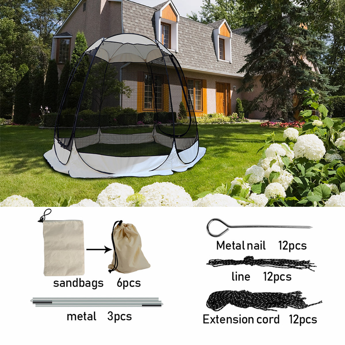 Pop Up Gazebo Tent With Screen Mesh Q36870