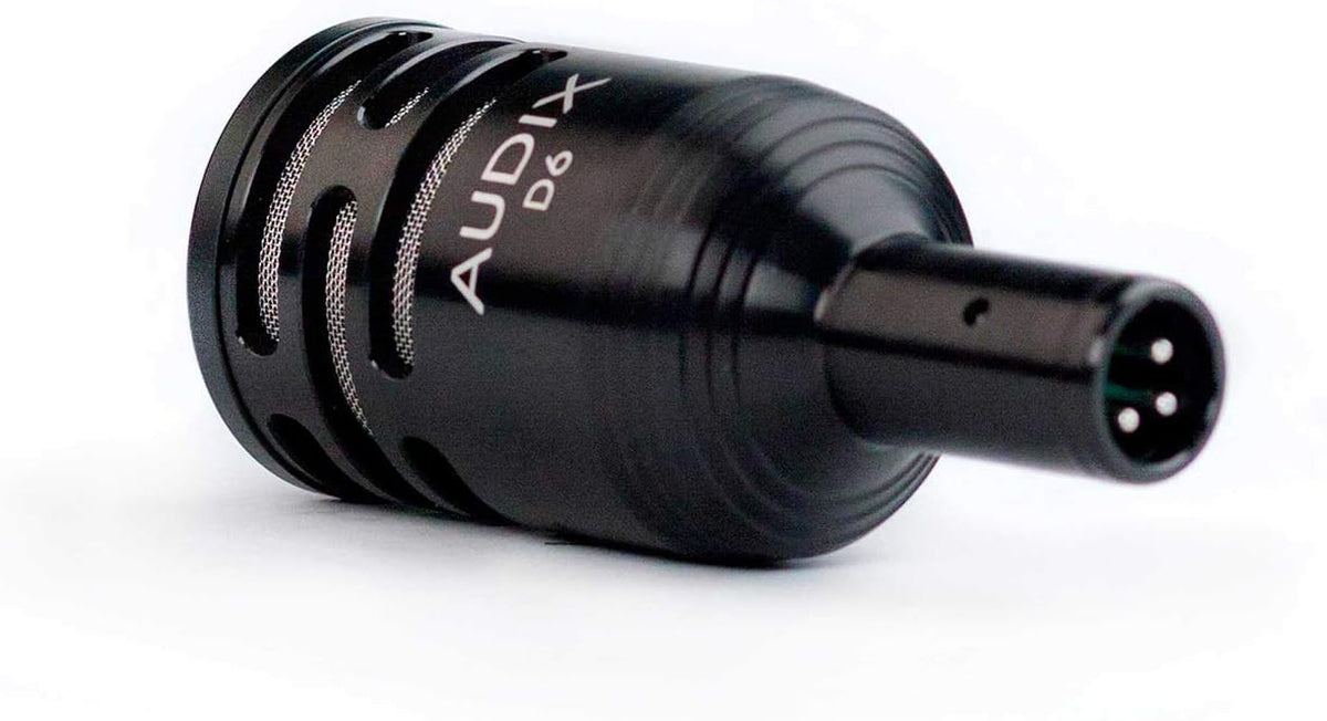 Audix D6 Dynamic Microphone, Cardioid + Low Profile Microphone Stand with Telescoping Boom + XLR Mic Cable H2861