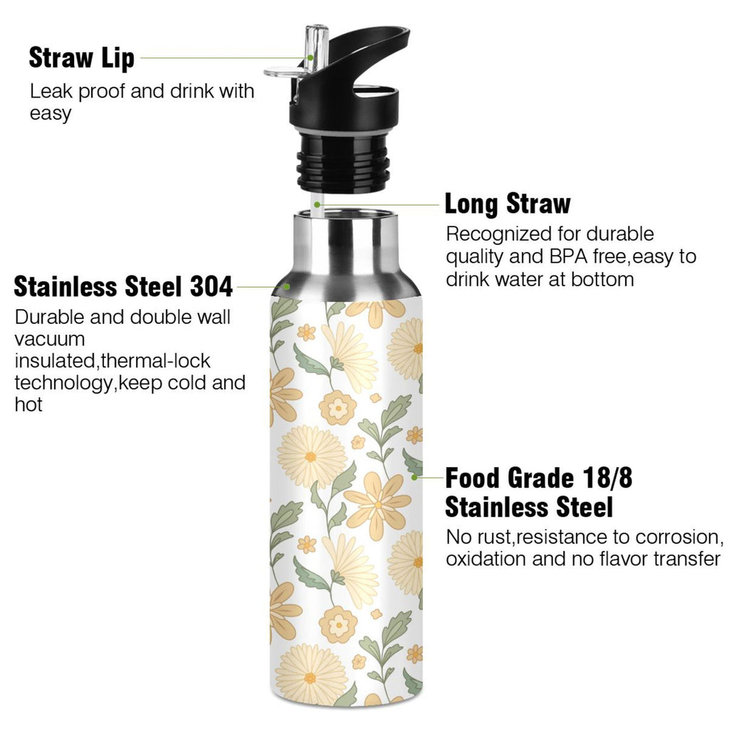 Stainless Steel Insulated Thermos Vacuum Flask Water Bottle with Straw Lid N559