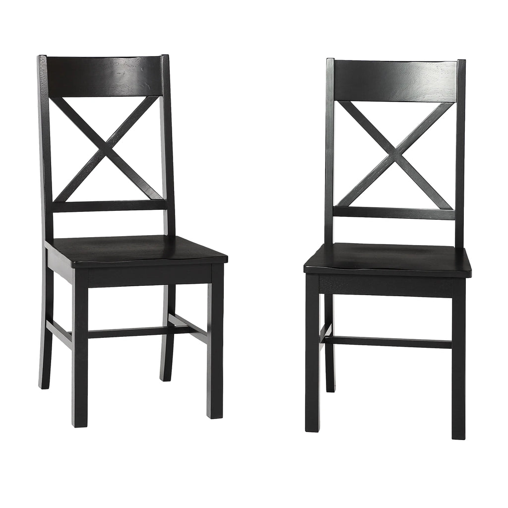Antique Black Wood Dining Chairs, Set of 2 D3042