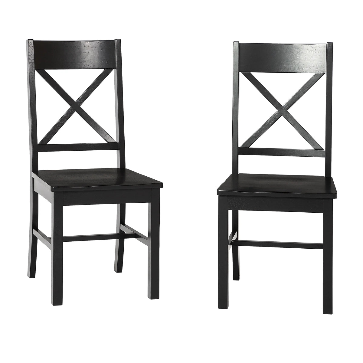 Antique Black Wood Dining Chairs, Set of 2 D3042