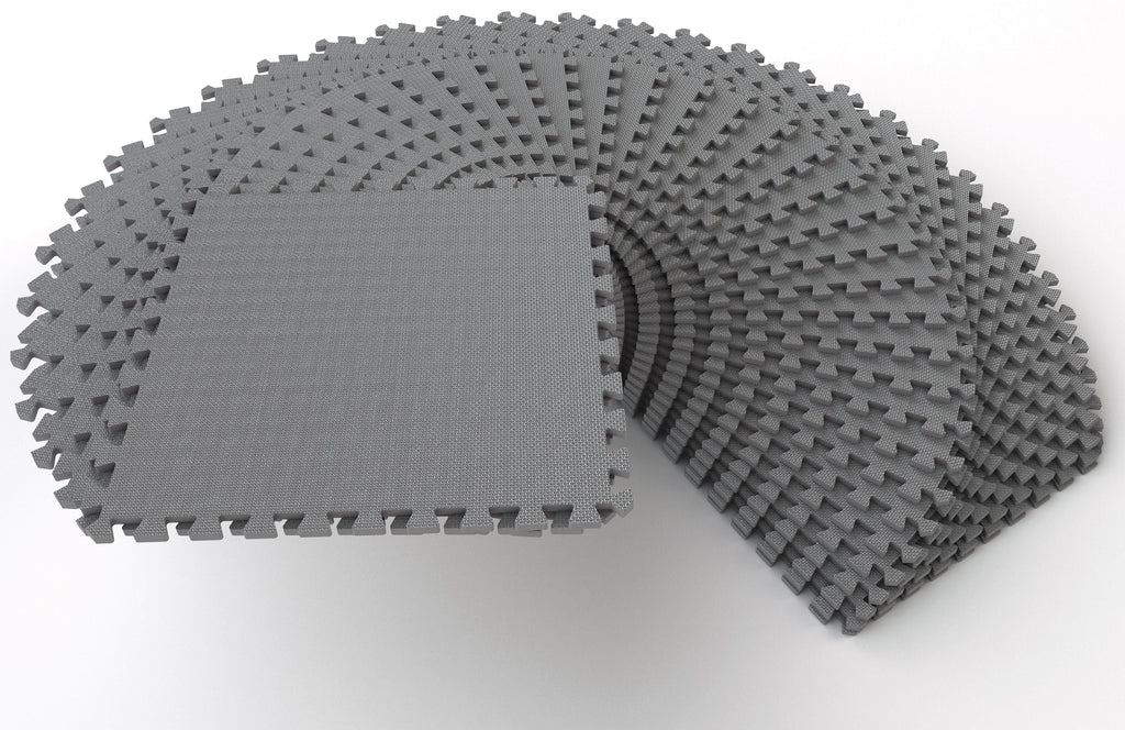 1 In. Thick EVA Foam Interlocking Exercise Mat, 6 Piece, Black J92916