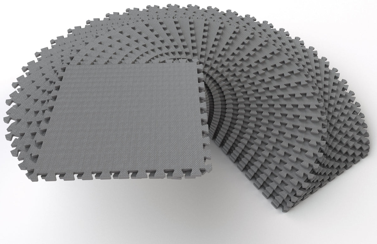 1 In. Thick EVA Foam Interlocking Exercise Mat, 6 Piece, Black J92916