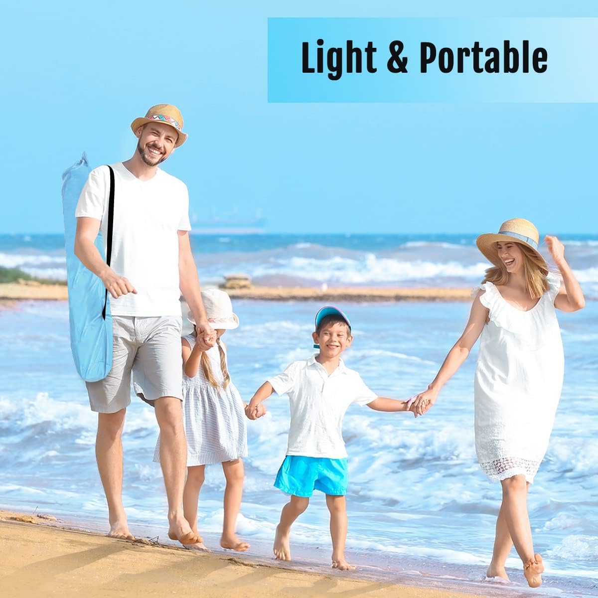 Light Blue Pop Up Beach Tent with Carrying Bag N279