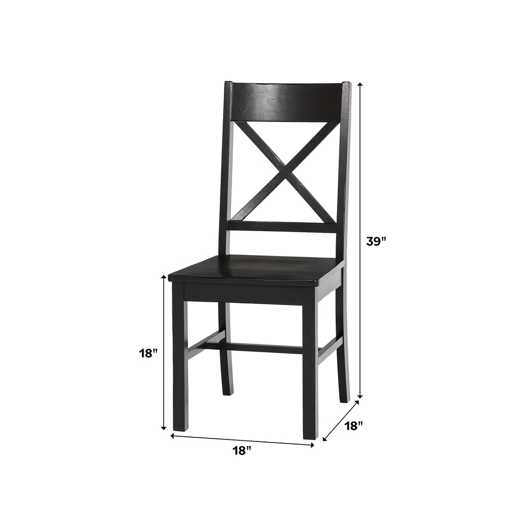 Antique Black Wood Dining Chairs, Set of 2 D3042