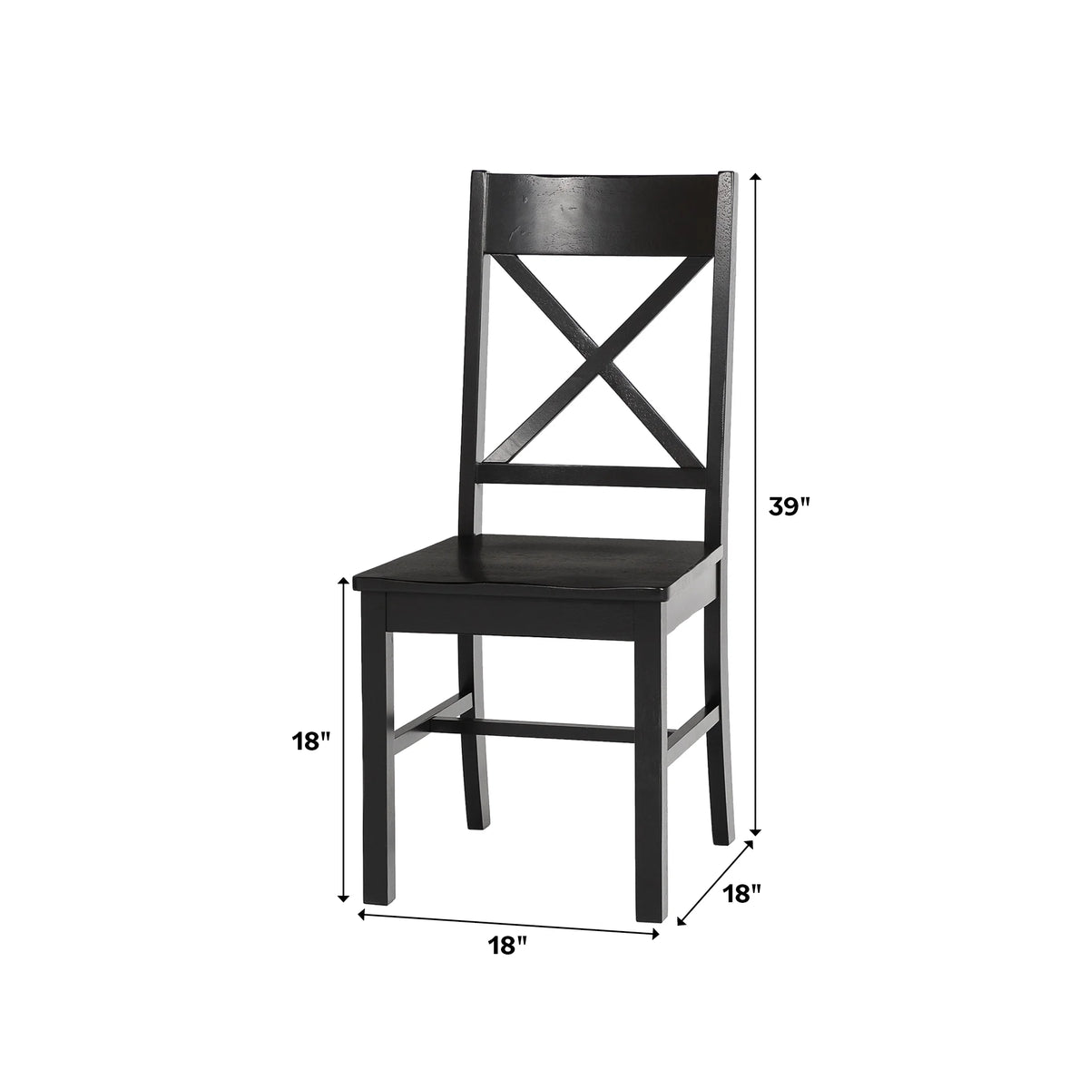 Antique Black Wood Dining Chairs, Set of 2 D3042
