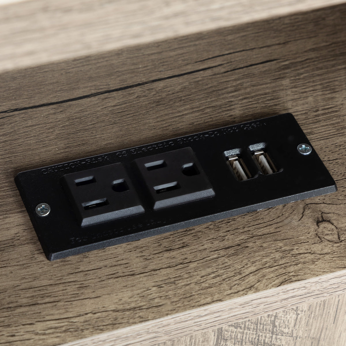 Farmhouse Nightstand with Power Outlets, USB Ports, Cabinet, Storage Shelf N59726