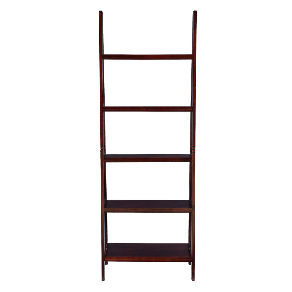 5-Shelf Ladder Bookcase, 72" Height, Espresso Finish Z102