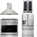36 Gas Range, Range Hood, Refrigerator and Wine Cooler A690