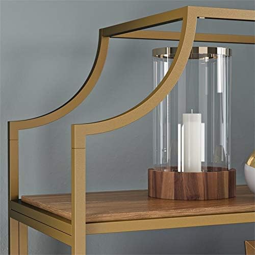 Gold Satin 5-Shelf Metal Frame Bookcase P228954