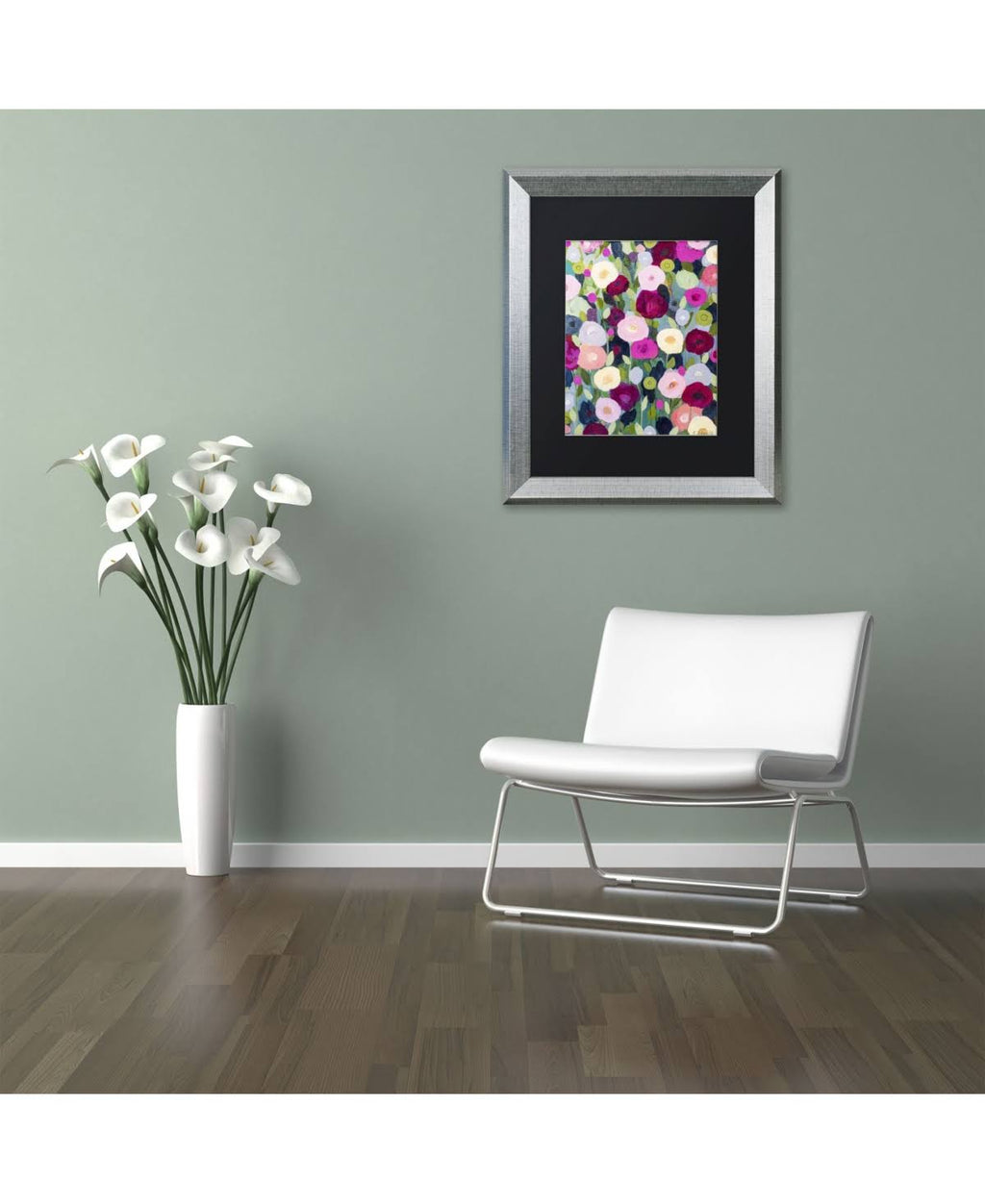 Night Garden Black Matte Silver Frame 11x14-Inch J8044