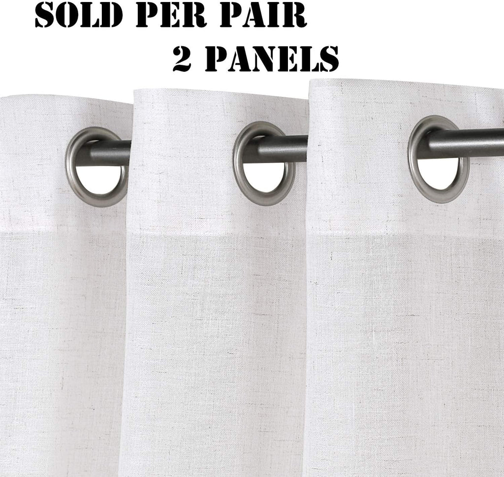 Natural Linen Blended Light Filtering Curtains Set of 2 White 52" x 96" J333187