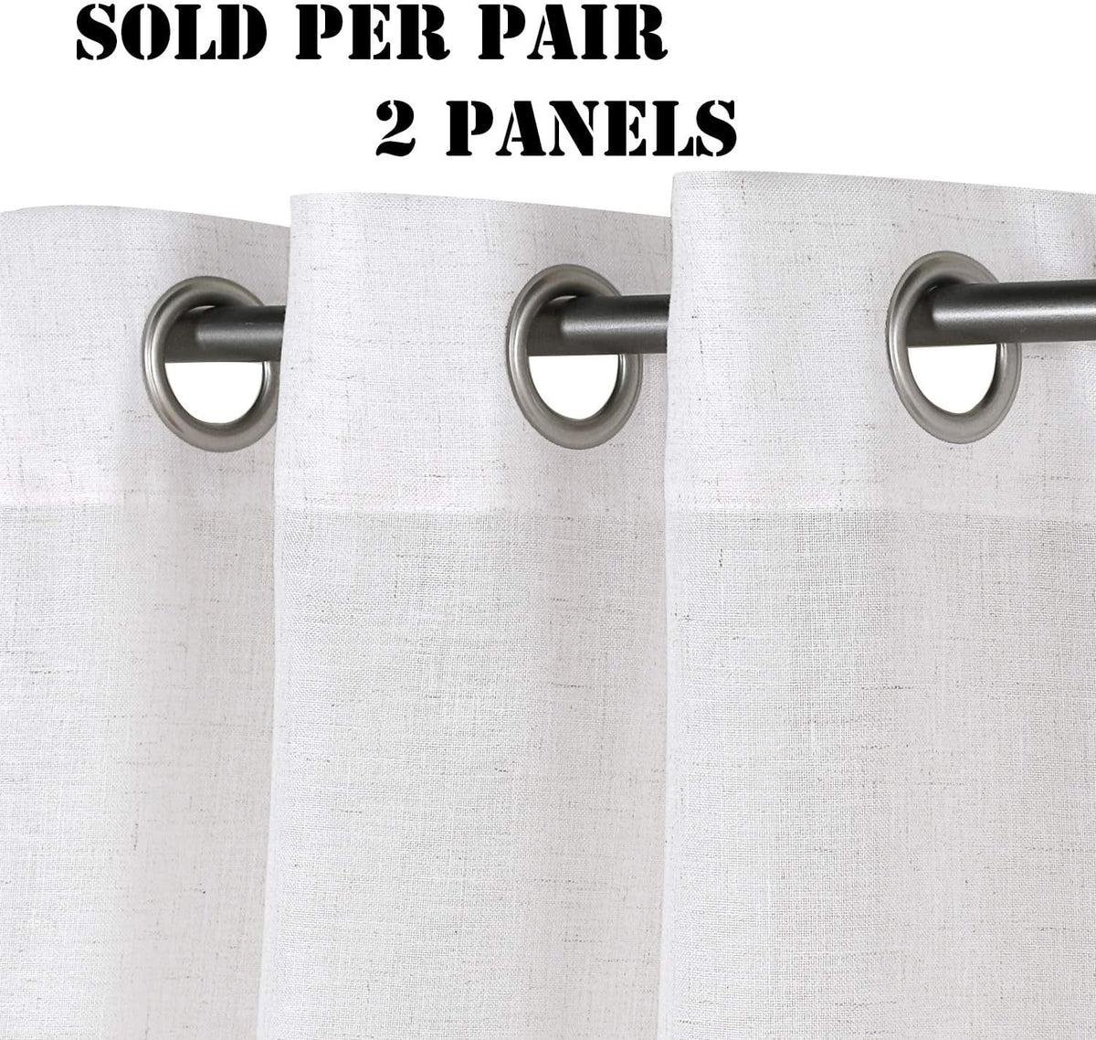 Natural Linen Blended Light Filtering Curtains Set of 2 White 52" x 96" J333187
