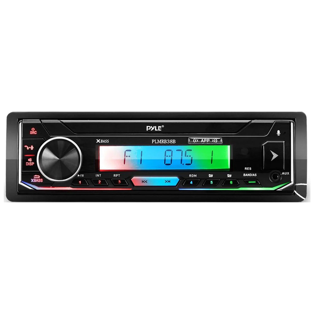 Single DIN Bluetooth Marine Stereo Receiver Bundle with 4x 5.25'' Waterproof Marine Speakers K2660