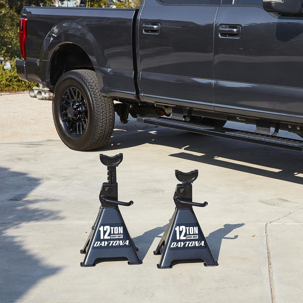 12 Ton Heavy Duty Ratcheting Jack Stands, Black D5053