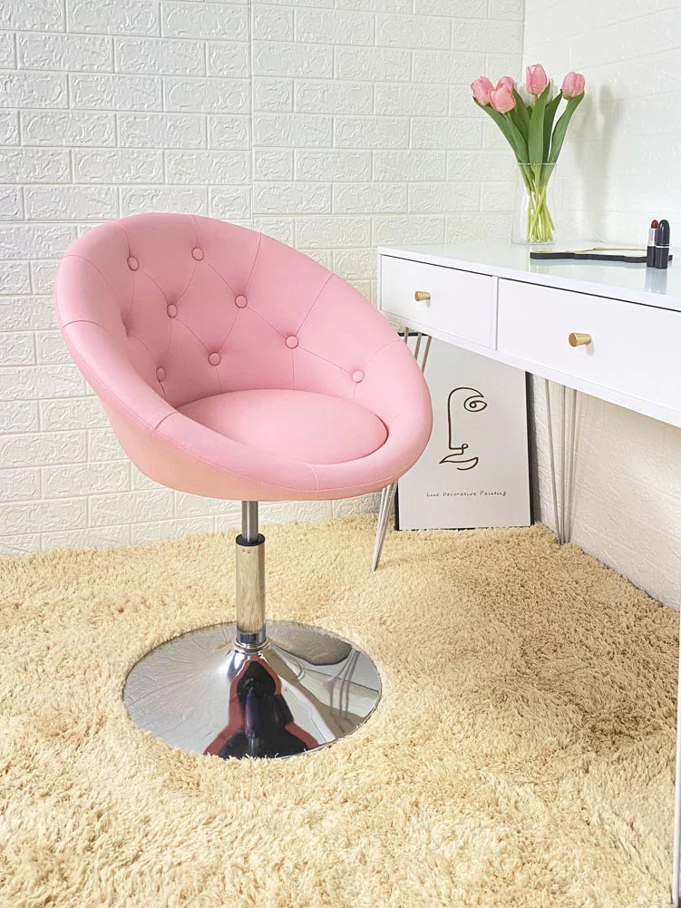 Pink PU Leather Tufted Adjustable Swivel Accent Chair V34190