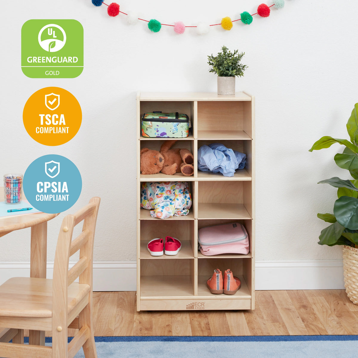 10 Cubby Mobile Tray Storage Cabinet V192