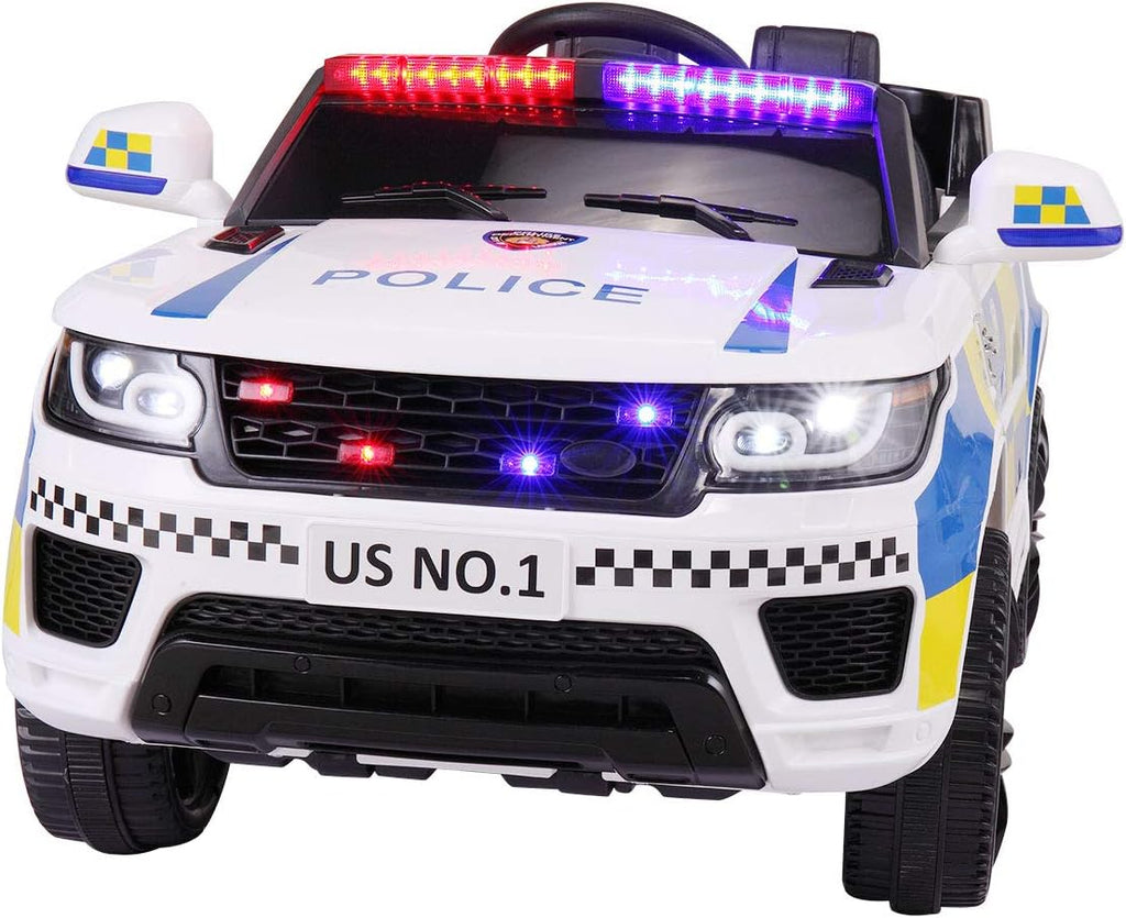 Black 12V Kids Ride On Police Car with Remote Control S988
