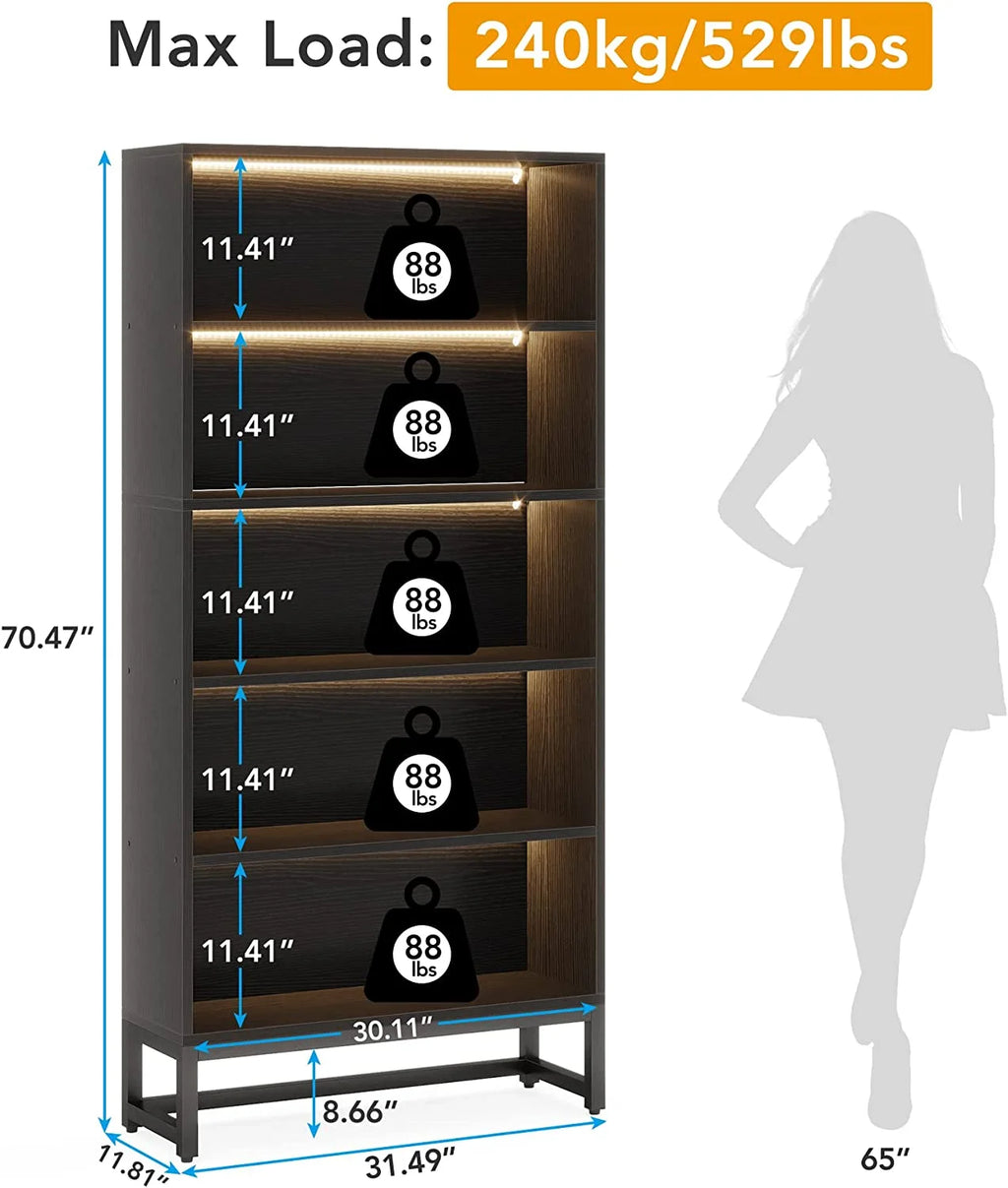 5 Shelf Bookcase with Led Lights L42336