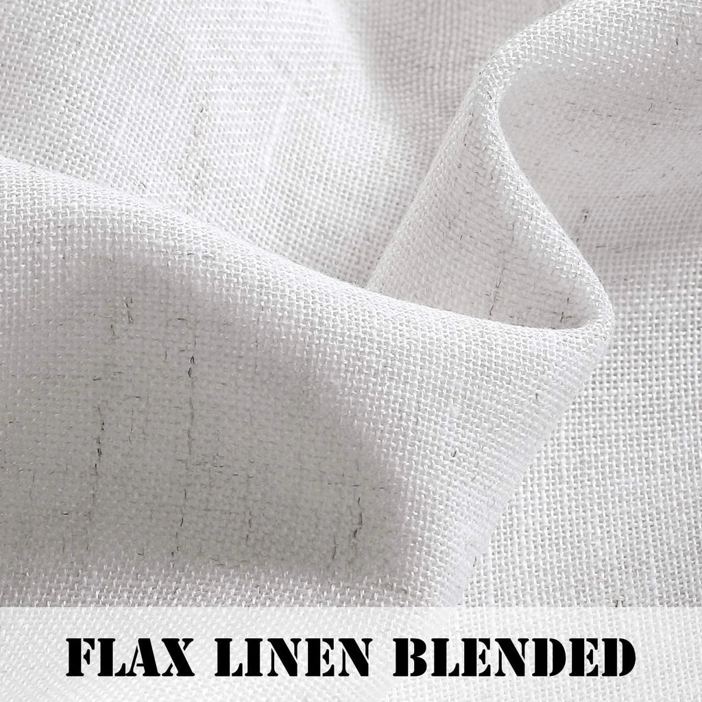 Natural Linen Blended Light Filtering Curtains Set of 2 White 52" x 96" J333187