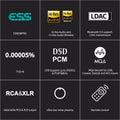 Silver Full Balanced HiFi DAC DSD1024 PCM768kHz Bluetooth 5.0 RCA XLR USB Preamp Decoder C463217