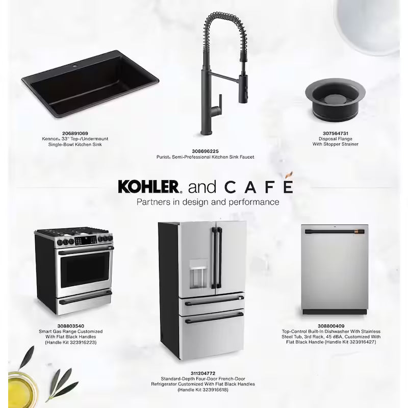 Flat Black Refrigerator Handle Kit C322