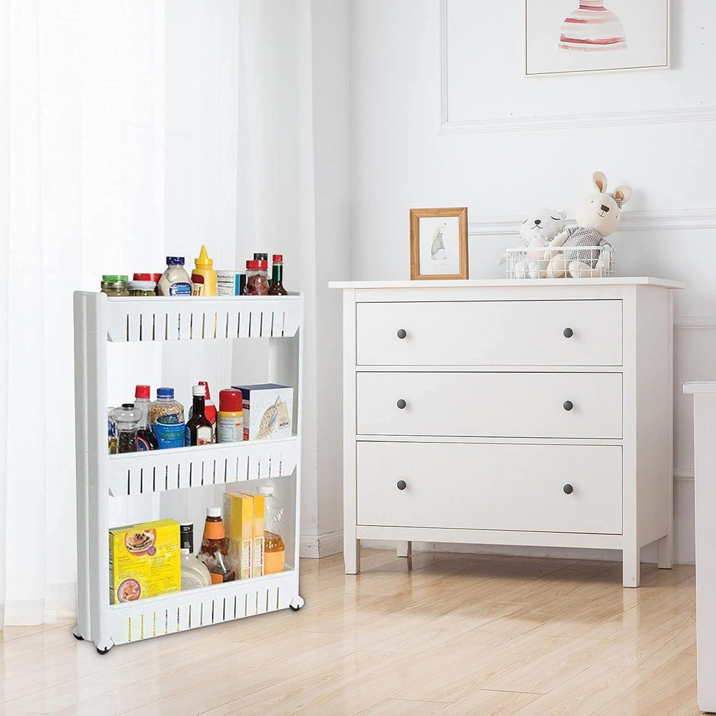 3 Tier Slim Rolling Storage Cart with Wheels D363