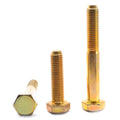 3/4x22-16 x 7x22 Fine Thread Grade 8 Hex Cap Screw, USA Alloy Steel Yellow Zinc Plated U921724