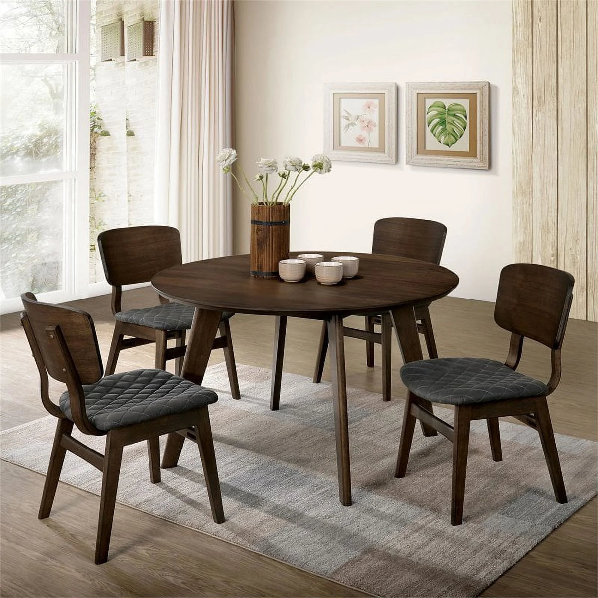 Walnut Wood Side Chair Set of 2 N124