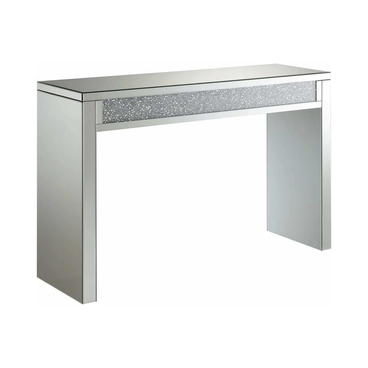 Rectangular Sofa Table Silver and Clear Mirror Y3911