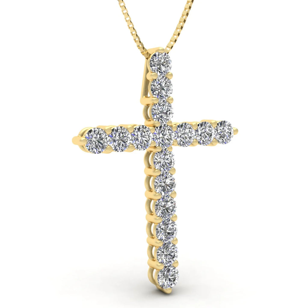 14k Yellow Gold Diamond Cross Pendant Necklace G297600
