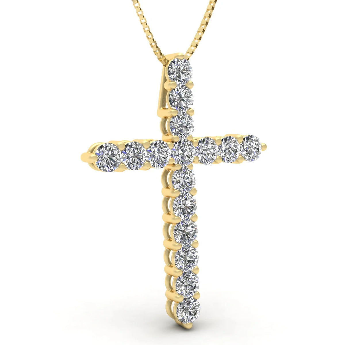 14k Yellow Gold Diamond Cross Pendant Necklace G297600