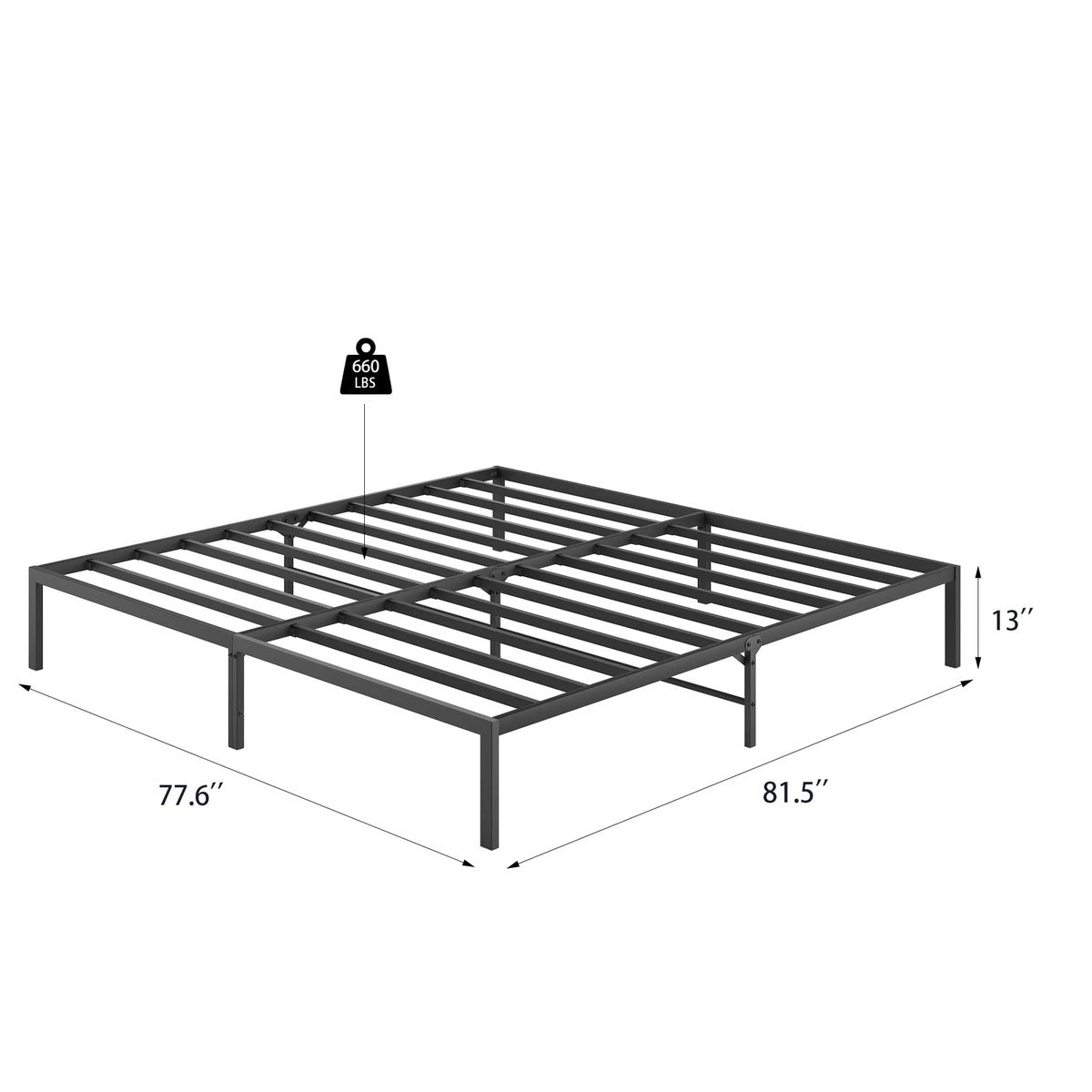 Black Metal Platform Bed Frame J326