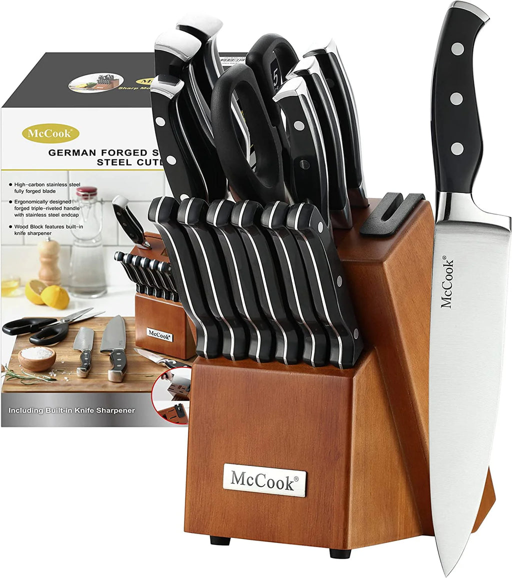 15 Pieces German Stainless Steel Kitchen Knife Block Set F146239
