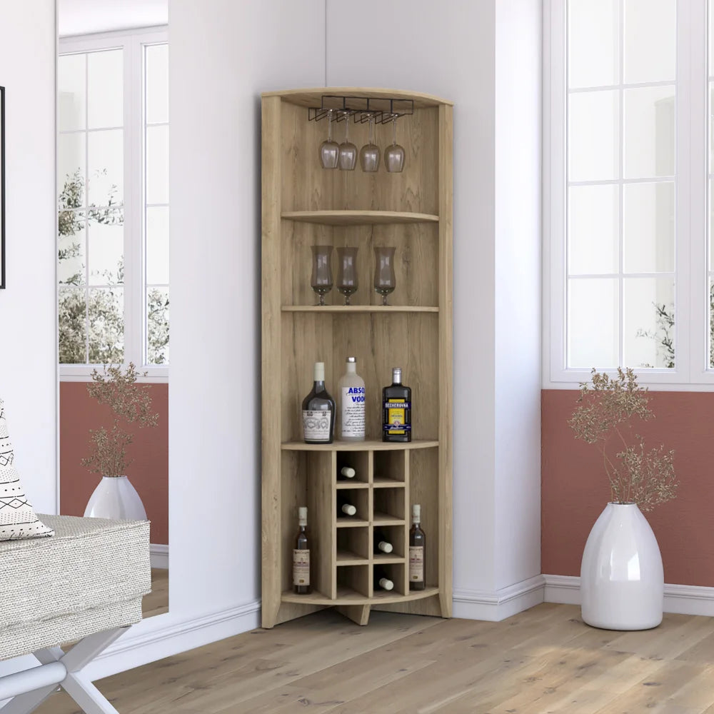 Dark Brown Corner Bar Cabinet L67462