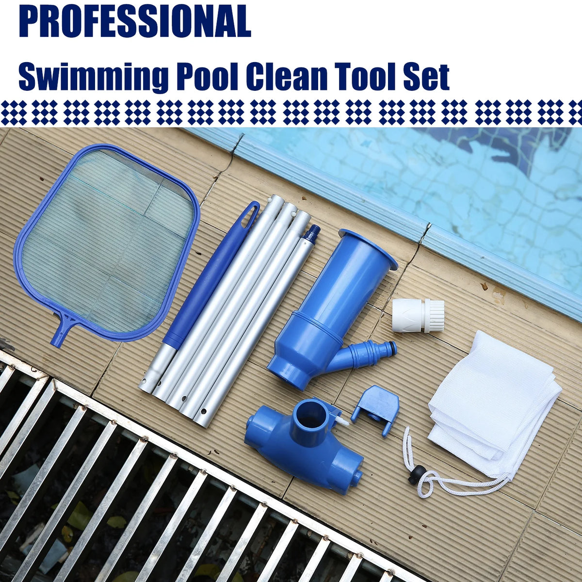Pool Cleaning Set with Skimmer Brush Hose Z997918