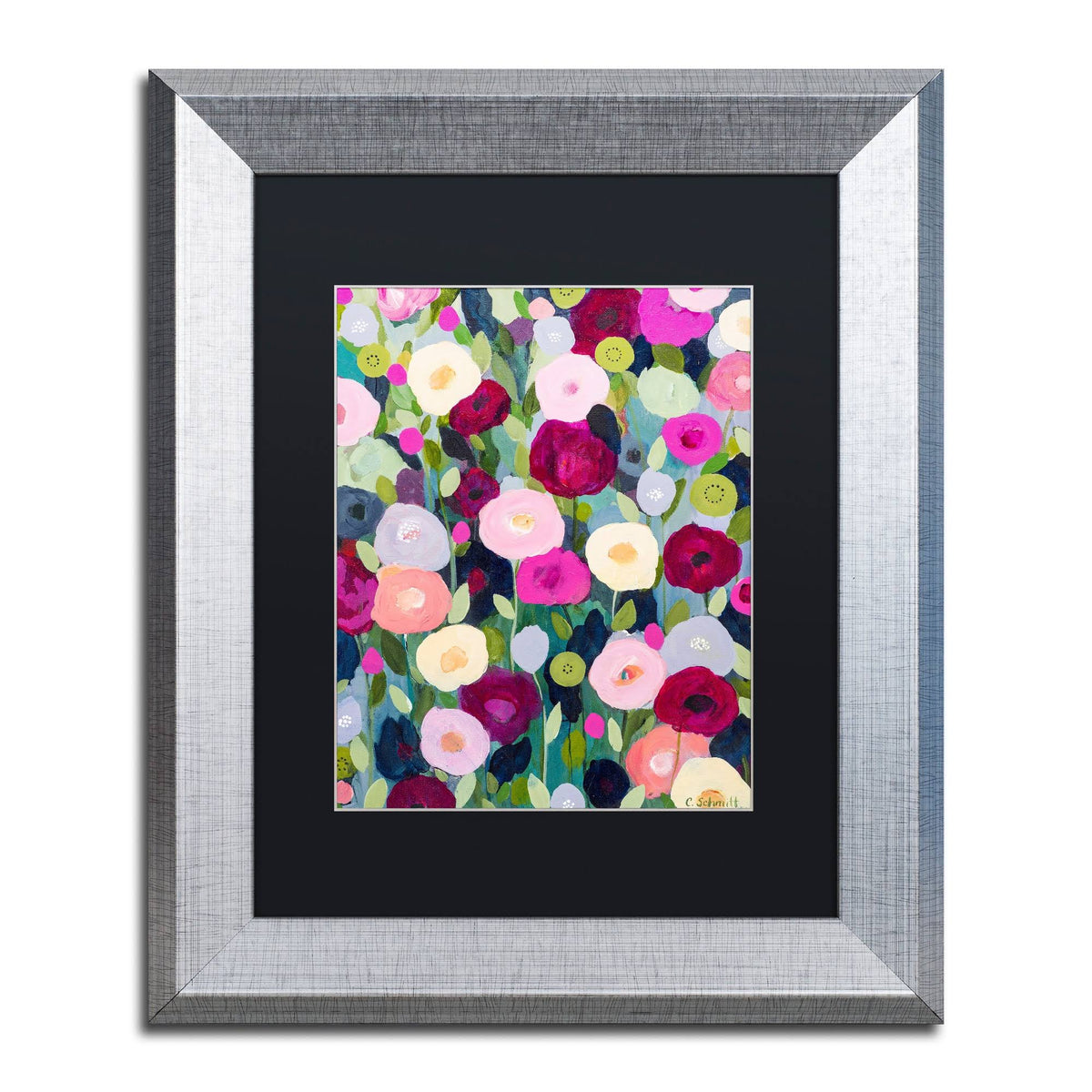 Night Garden Black Matte Silver Frame 11x14-Inch J8044