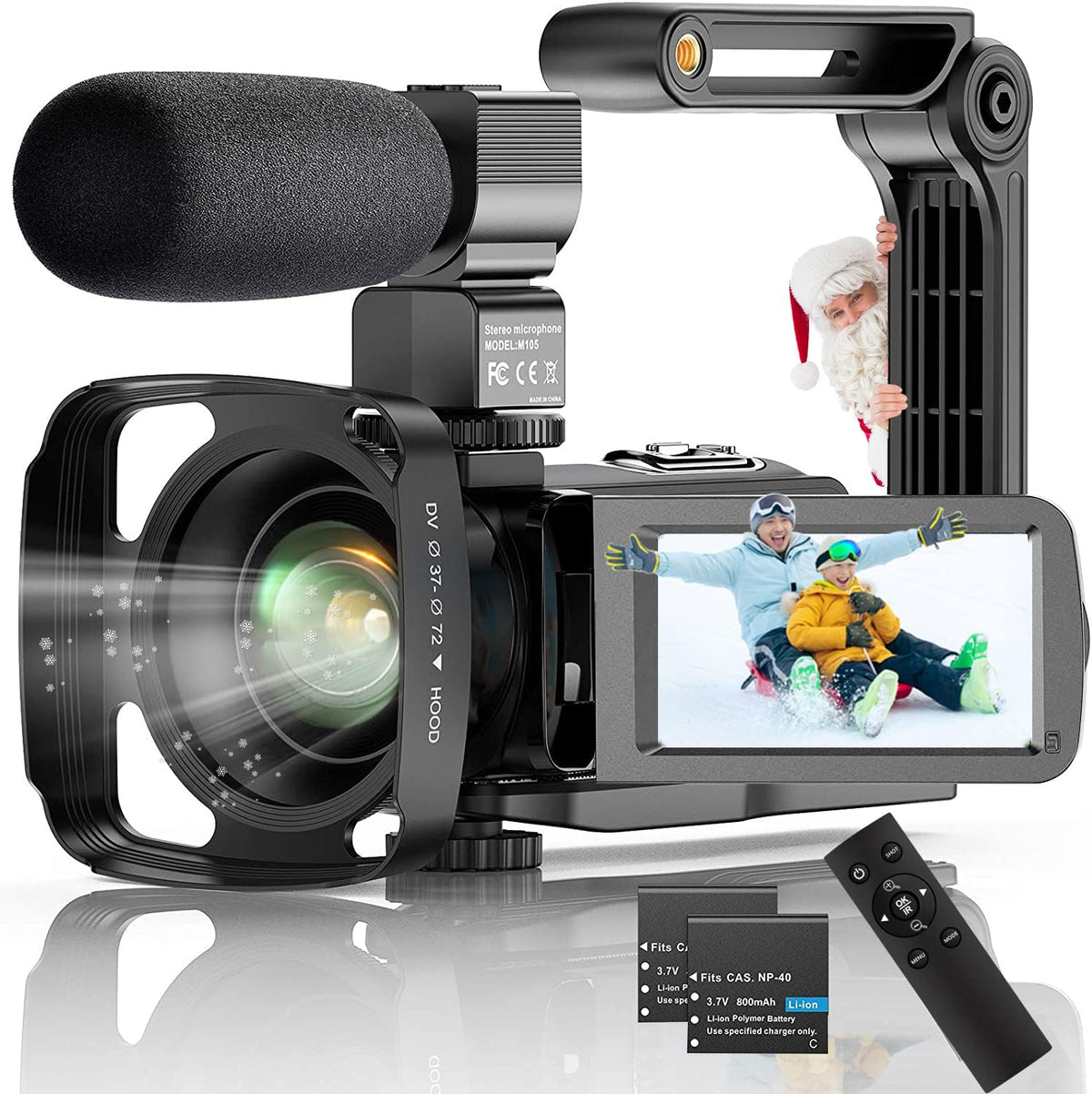 4K 60FPS IR Night Vision Camcorder with External Microphone and 2.4G Remote Control E181